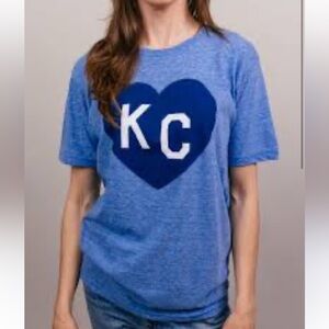 Vintage Blue KC Heart Tee Size Large